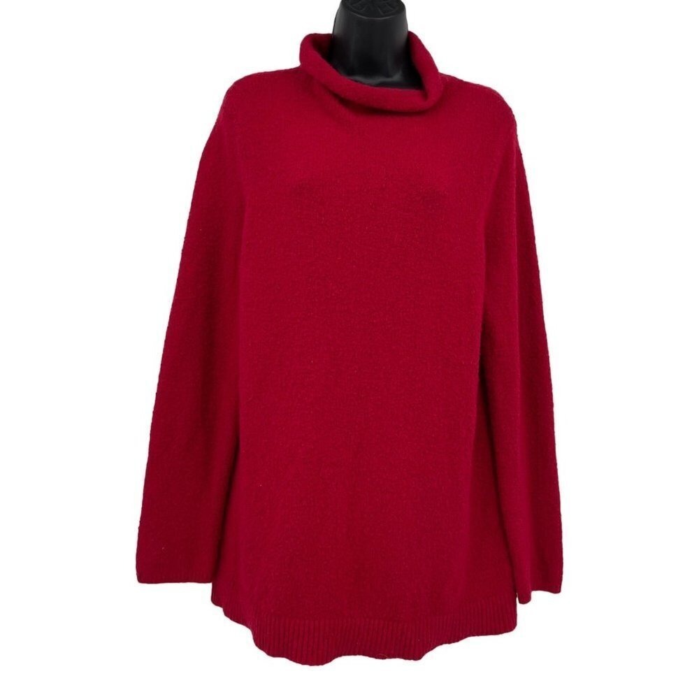 J. Jill Cowl Neck Sweater Women Large Red Cotton Wool Blend Tunic Quiet Luxury